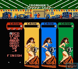 Menu screen of the game Ivan "Ironman" Stewart's Super Off Road on Nintendo NES